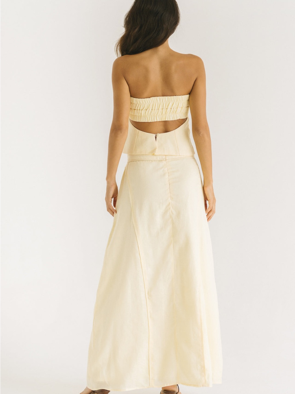 Eisha Resort Maxi Skirt Butter Yellow Linen Nwot — image 6 of 8